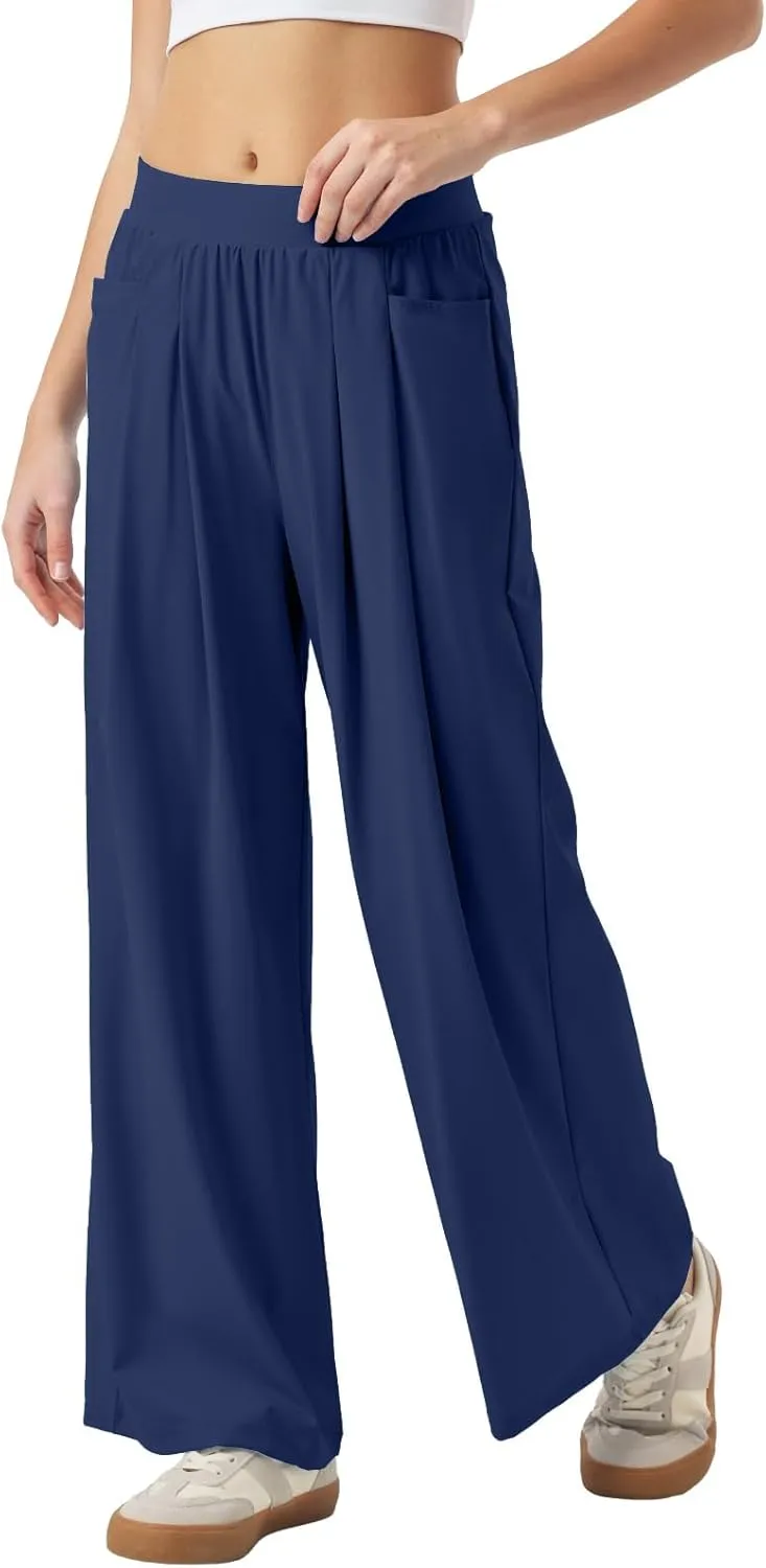 26"/28" Inseam Petite Womens Wide Leg Sweatpants Lightweight High Rise Upf50 Loose Thin Cool Summer Pants with Pockets 2025
