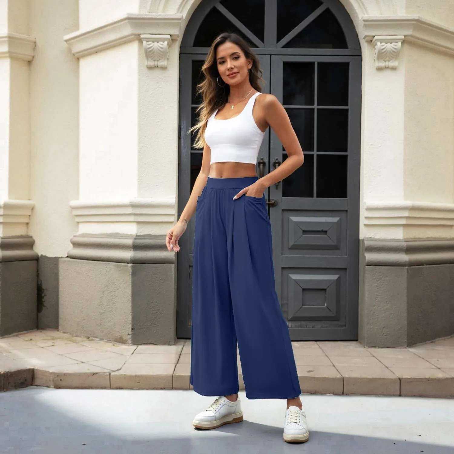 26"/28" Inseam Petite Womens Wide Leg Sweatpants Lightweight High Rise Upf50 Loose Thin Cool Summer Pants with Pockets 2025