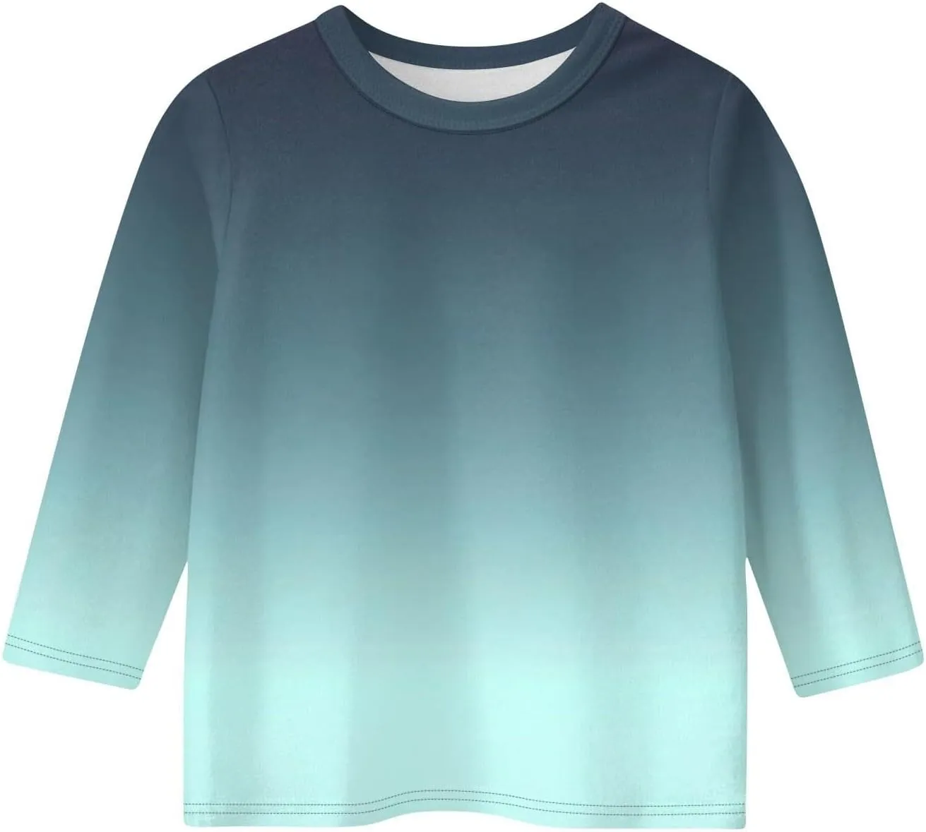 3/4 Length Sleeve Girls Tops Gradient Print Shirts Summer Cute Tees Basic Crewneck Blose Preppy Tops for Teen Girls