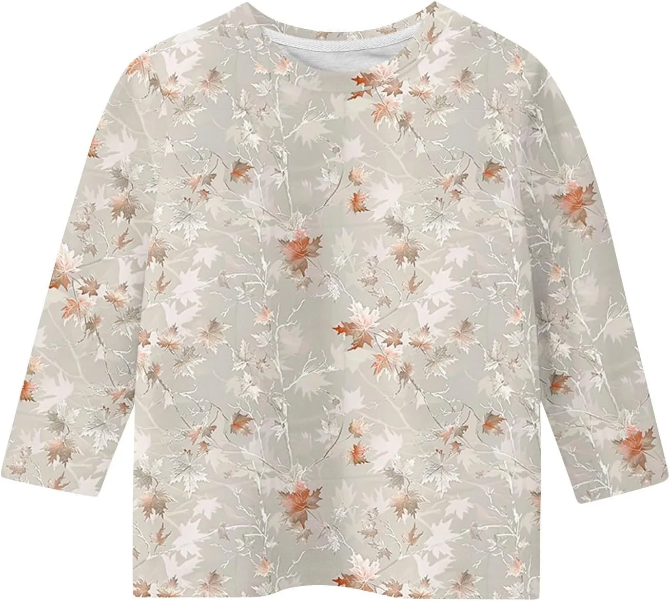 3/4 Sleeve Length Sleeve Girls Tops Funny Leaf Print Shirts 2025 Trendy Summer Tshirts Cute Preppy Blouses Outfits