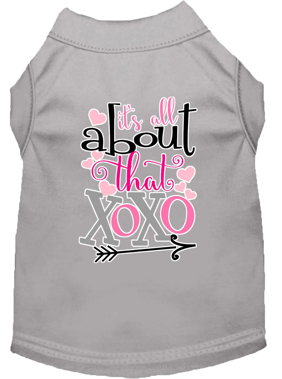 All About That Xoxo Screen Print Dog Shirt Grey Sm