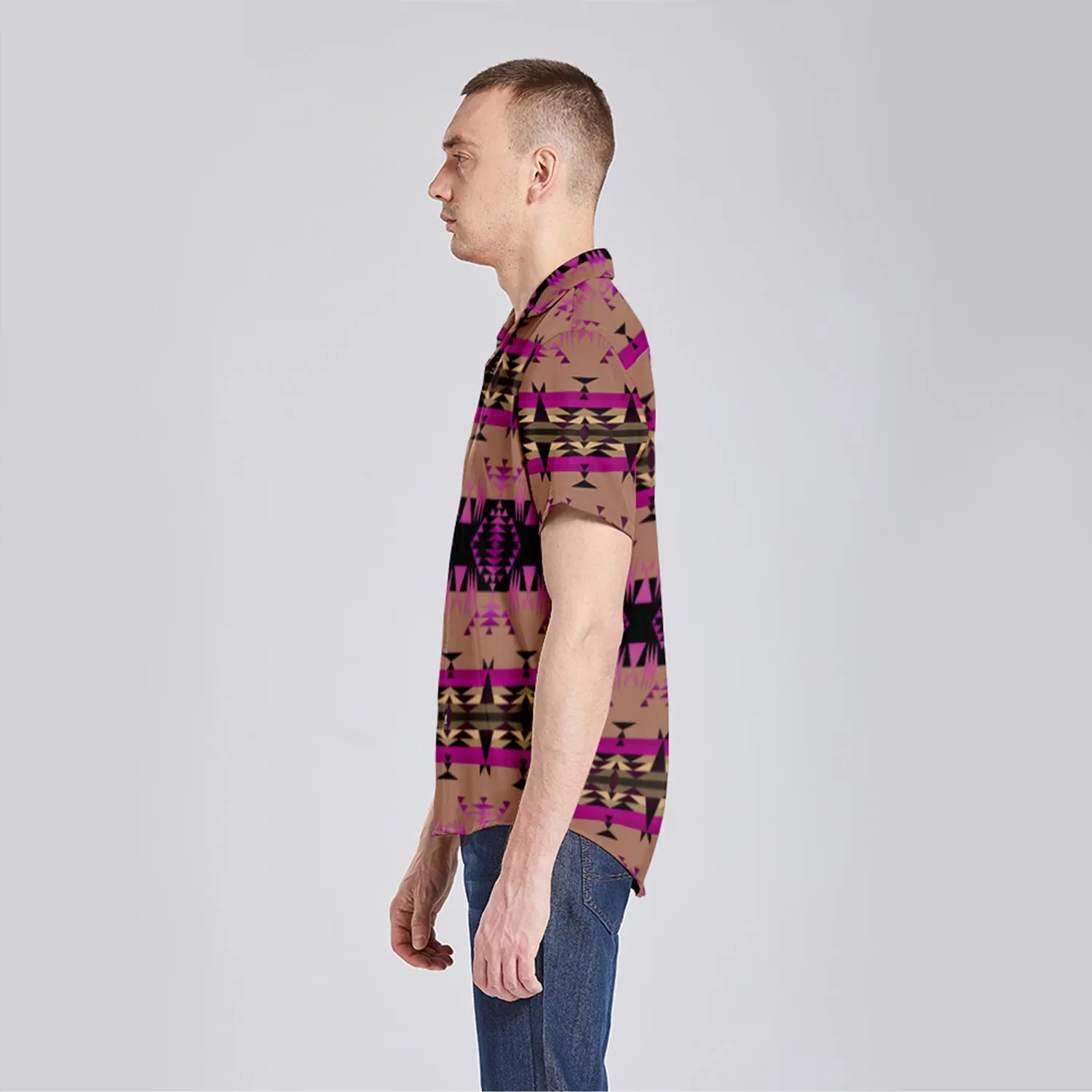 Between the Mountains Berry Button Up Silk Shirt