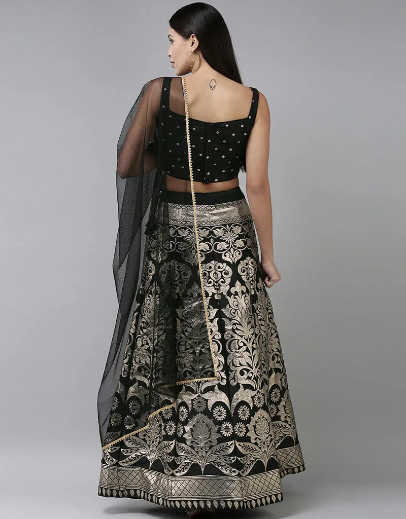 Black Banarasi Silk Jacquard Lehenga Choli