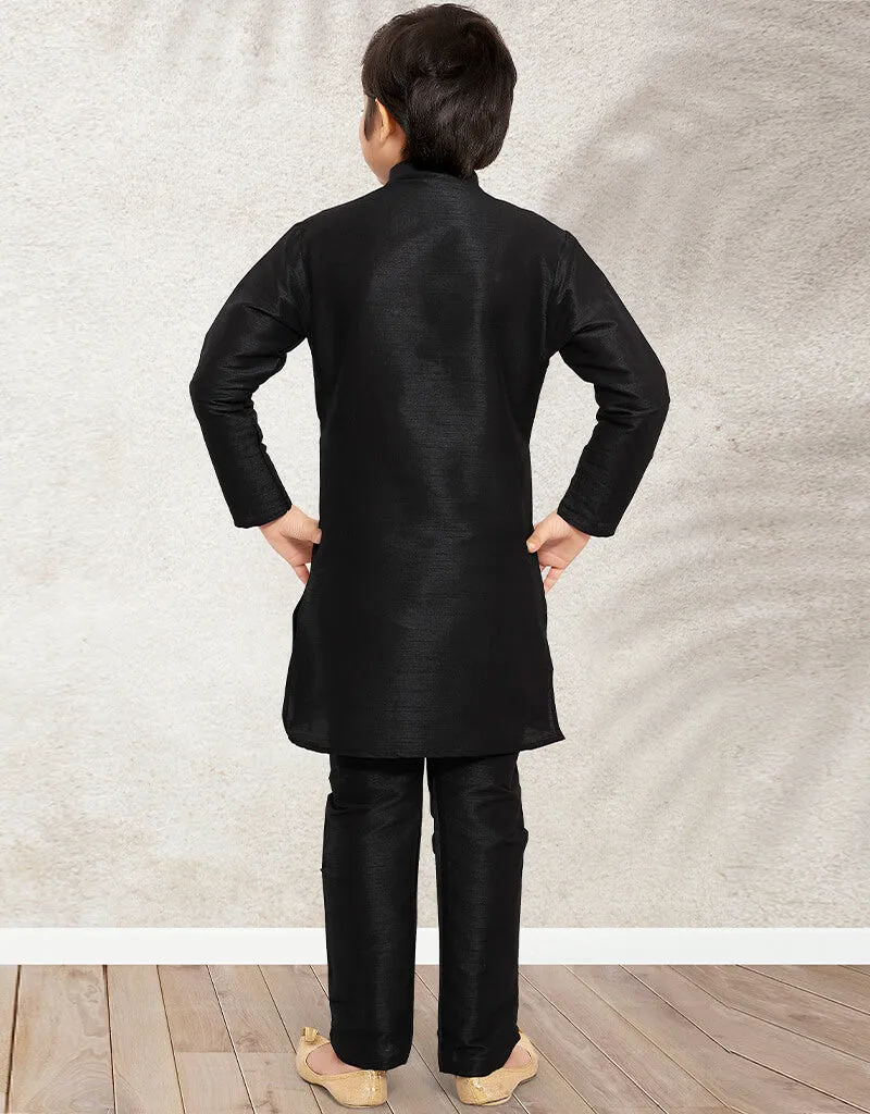 Black Kurta Pajama Art Banarasi Silk