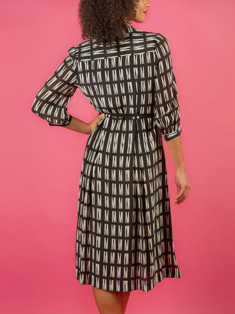 Black/White Print Silk Dress