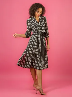 Black/White Print Silk Dress