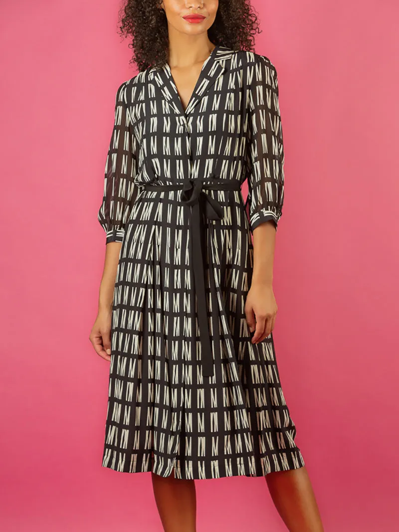 Black/White Print Silk Dress