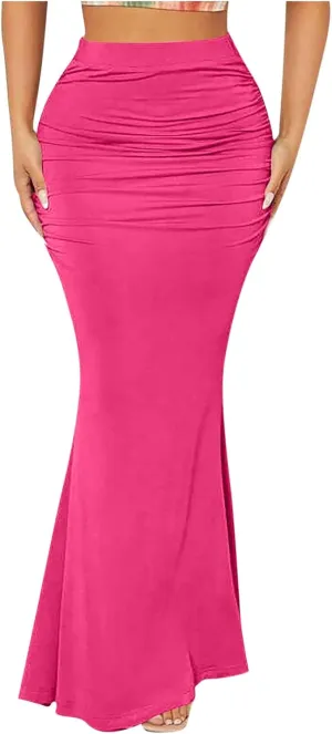 Bodycon Maxi Skirt for Women High Waist Slim Fit Mermaid Long Skirt Stretchy Sexy Clubwear Pencil Skirts
