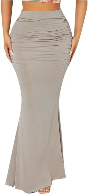 Bodycon Maxi Skirt for Women High Waist Slim Fit Mermaid Long Skirt Stretchy Sexy Clubwear Pencil Skirts