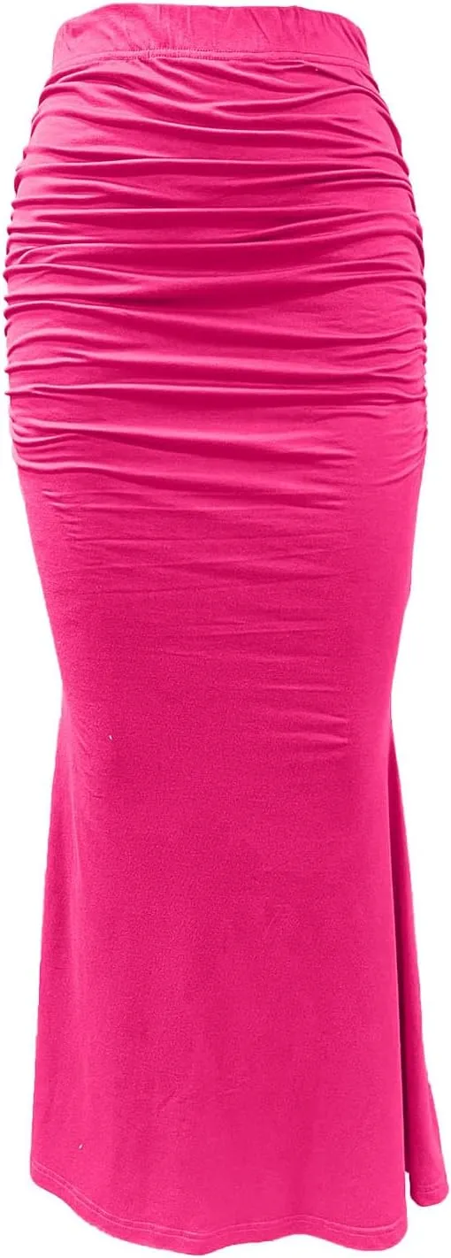 Bodycon Maxi Skirt for Women High Waist Slim Fit Mermaid Long Skirt Stretchy Sexy Clubwear Pencil Skirts