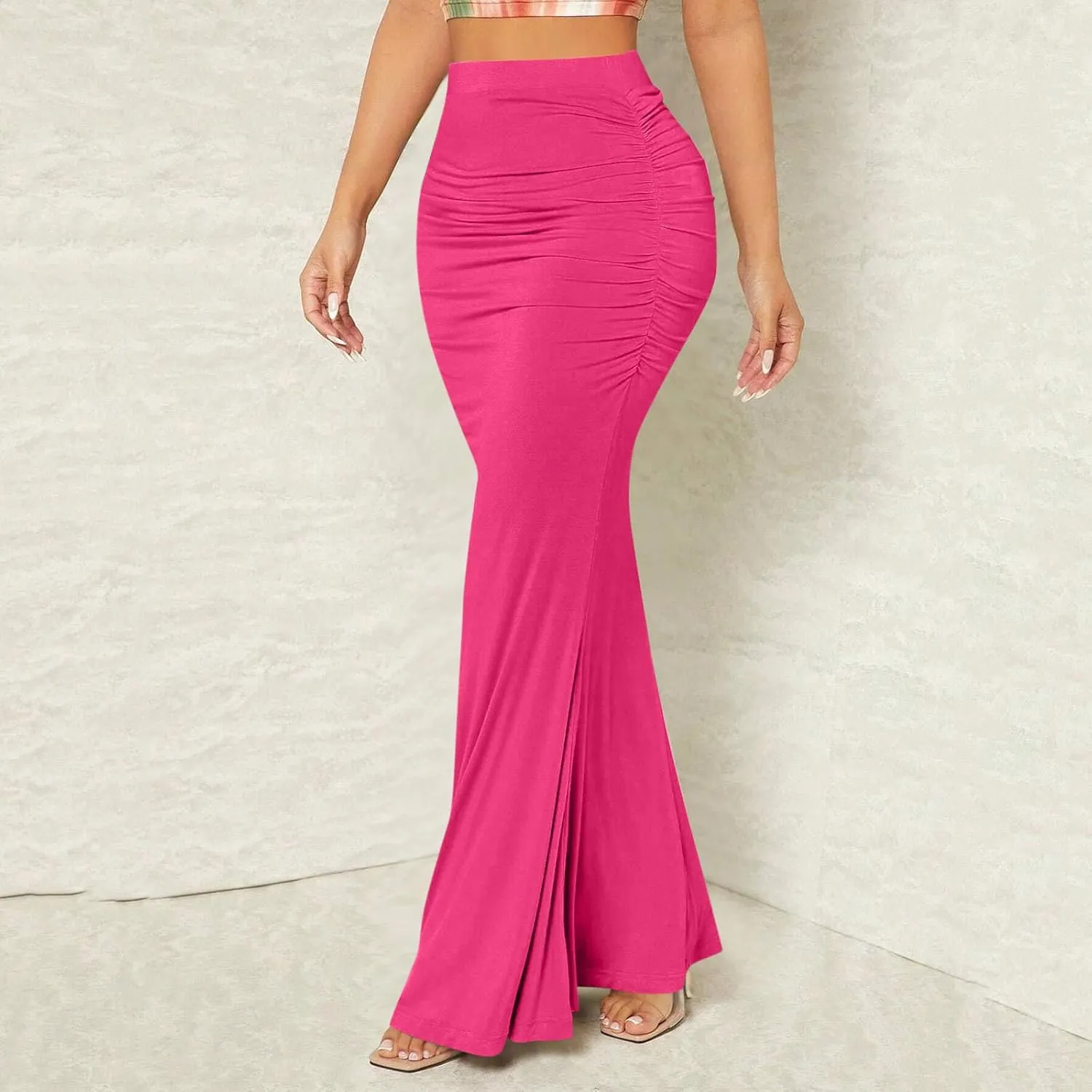 Bodycon Maxi Skirt for Women High Waist Slim Fit Mermaid Long Skirt Stretchy Sexy Clubwear Pencil Skirts