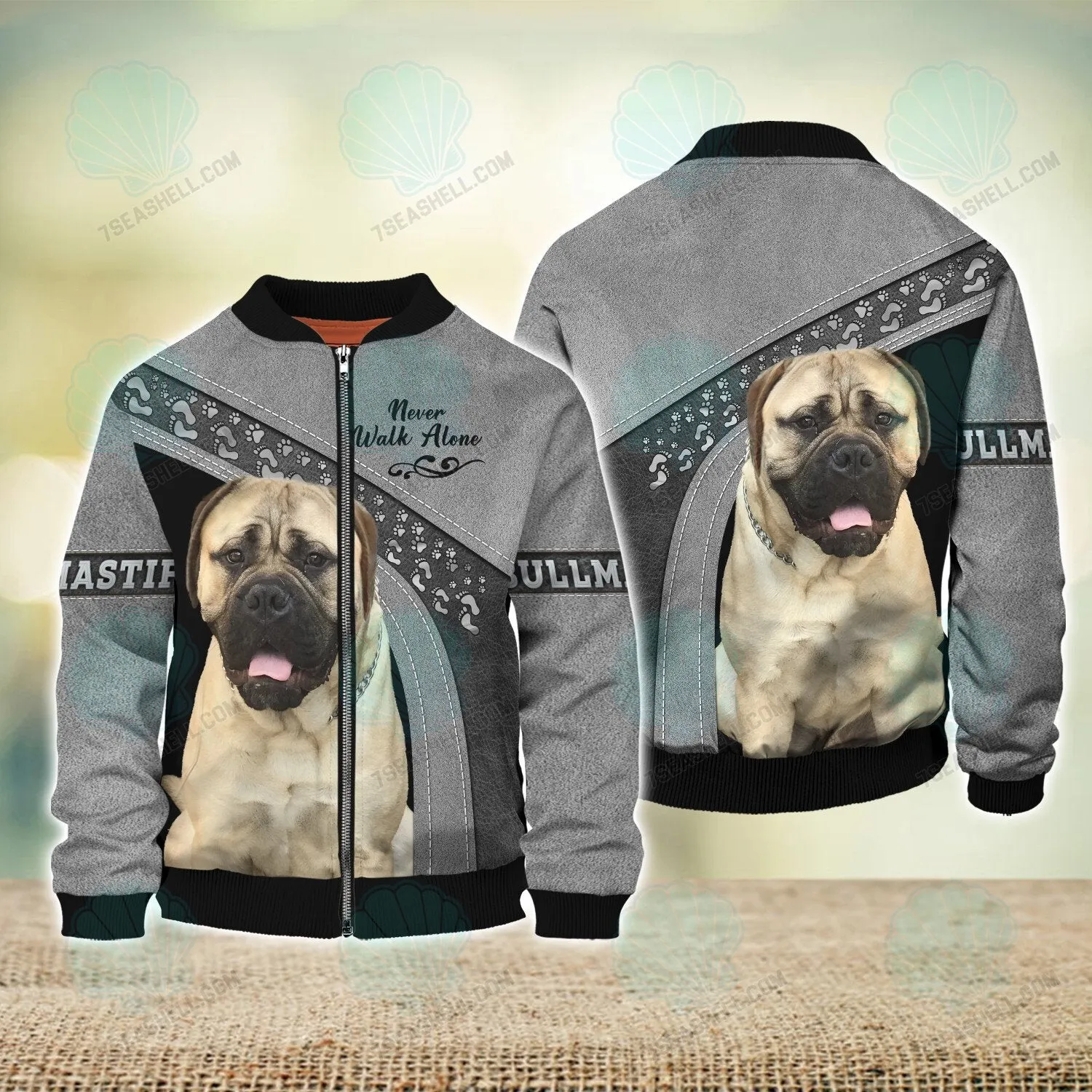 Bullmastiff Love Never Walk Alone 3D Full Print Shirts, Dog Memorial Gifts for loss of Dog, Christmas Shirt for Dog Lovers