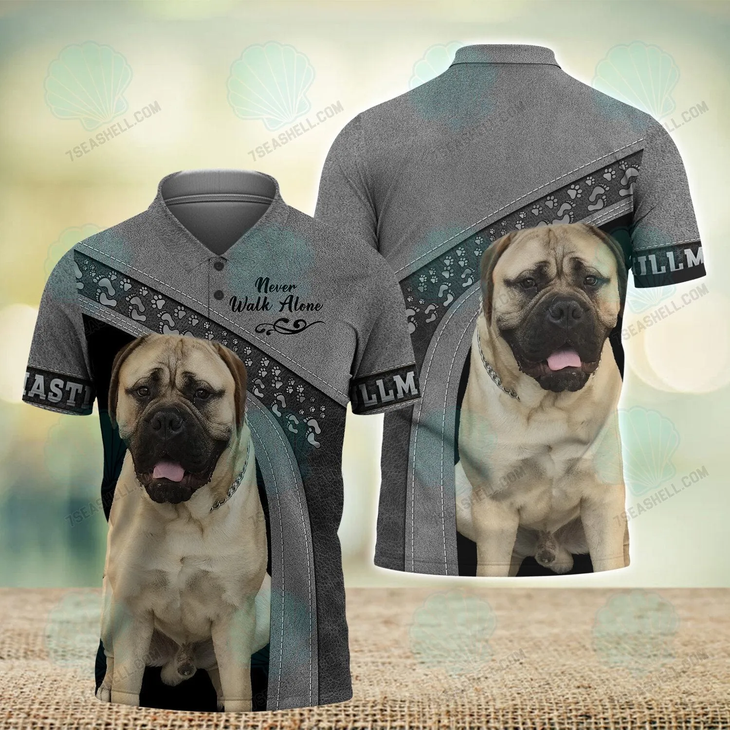 Bullmastiff Love Never Walk Alone 3D Full Print Shirts, Dog Memorial Gifts for loss of Dog, Christmas Shirt for Dog Lovers