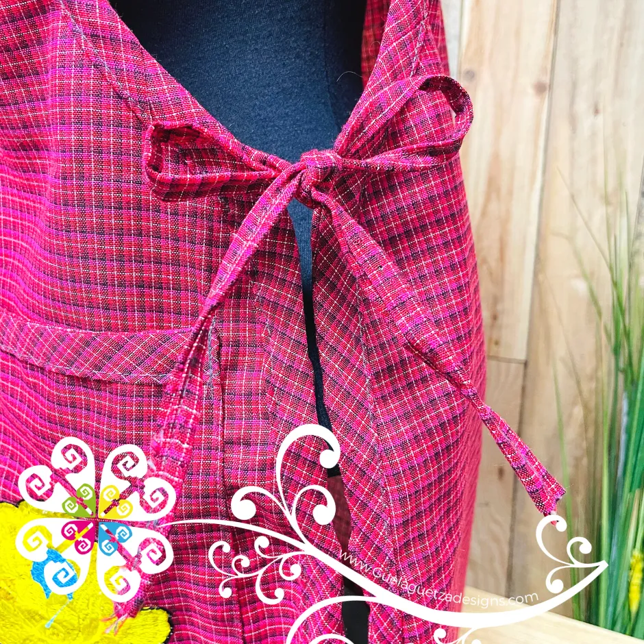 Burgandy Escapulario Embroider Apron - Mandil Artesanal