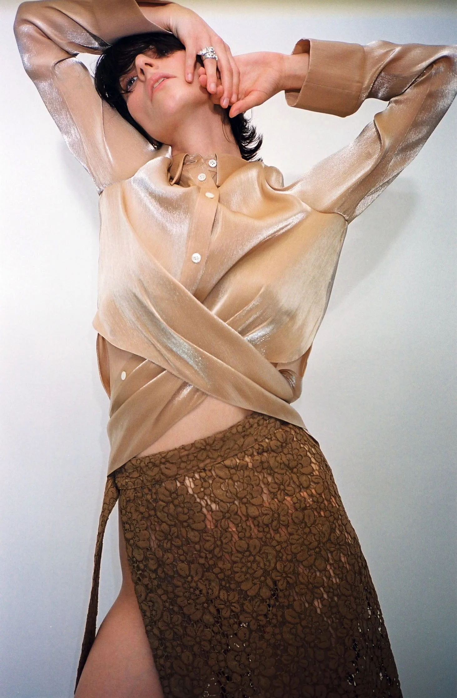 Caramel Wrap Button Down