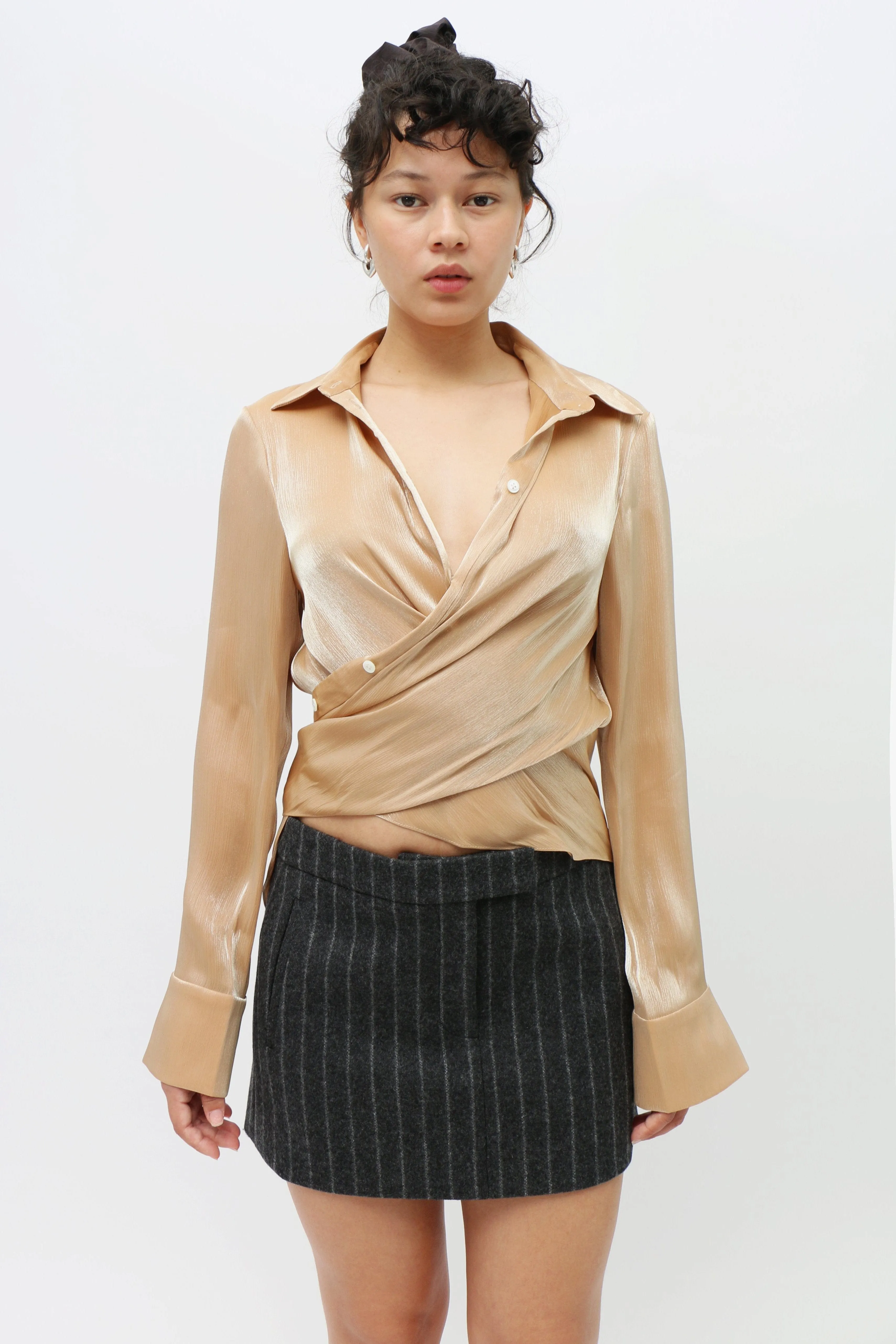 Caramel Wrap Button Down