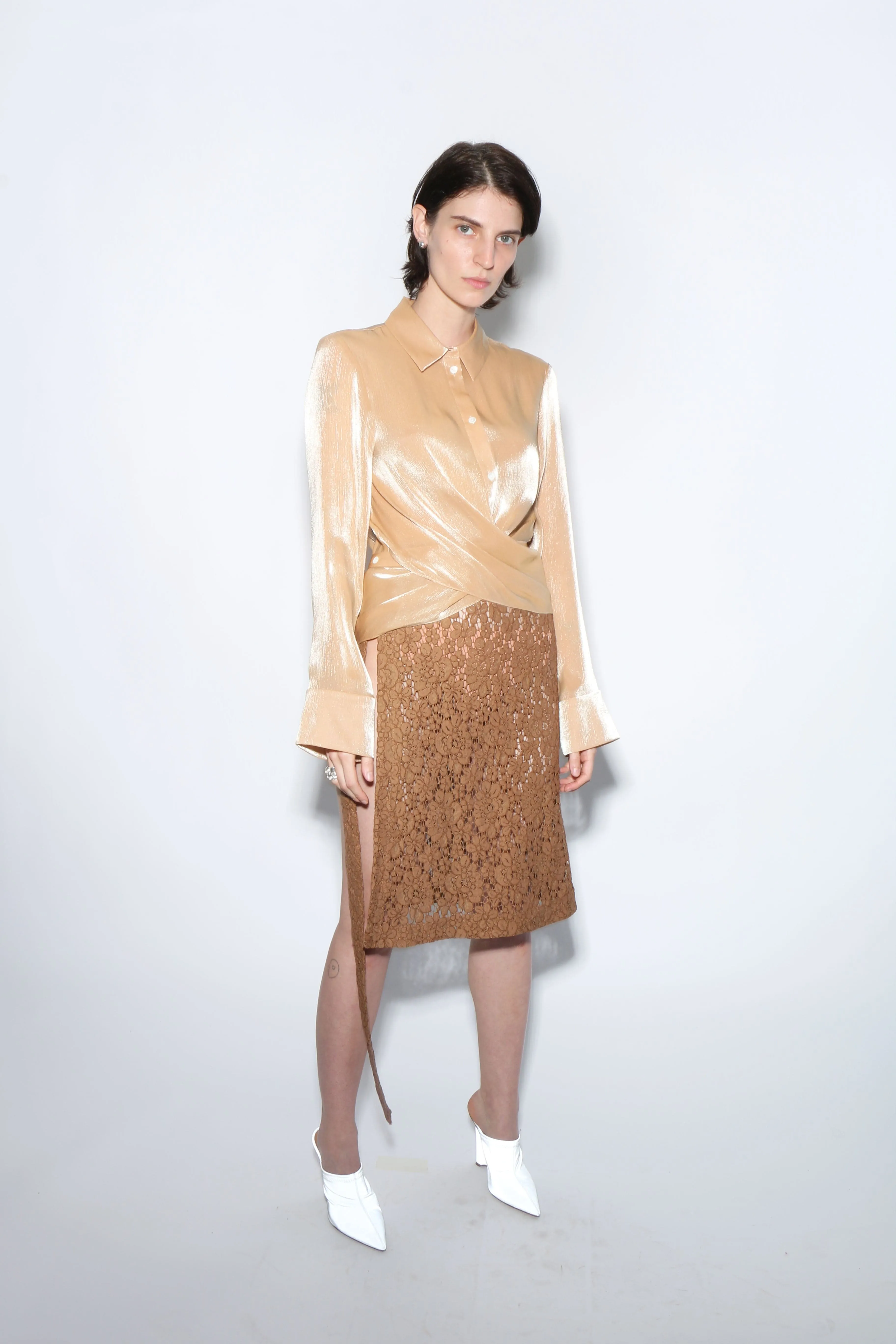 Caramel Wrap Button Down