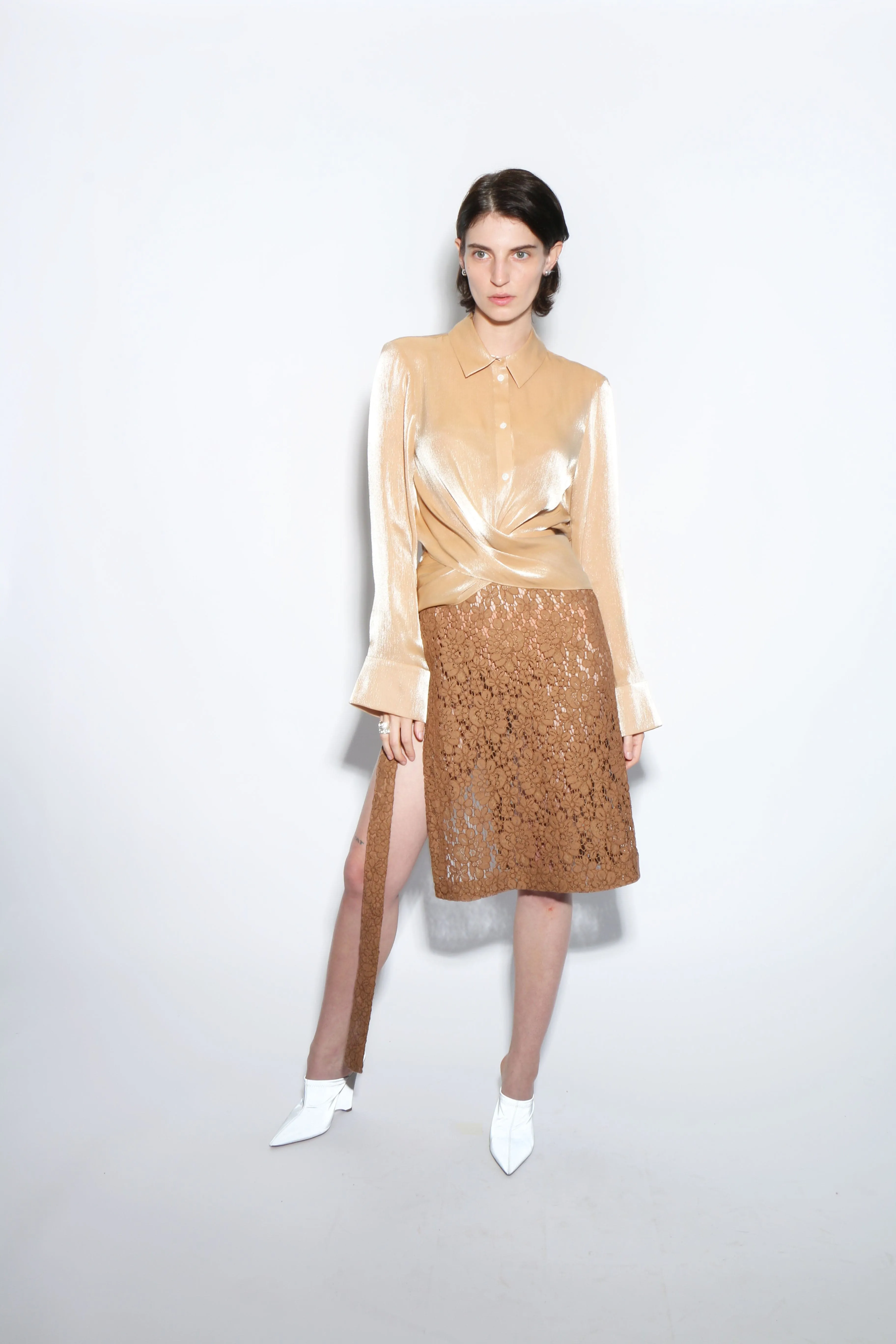 Caramel Wrap Button Down