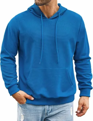 COOFANDY Men's Hooded Sweatshirts Long Sleeve Casual Pullover Hoodie Waffle Knit Sweatshirt with Pocket
