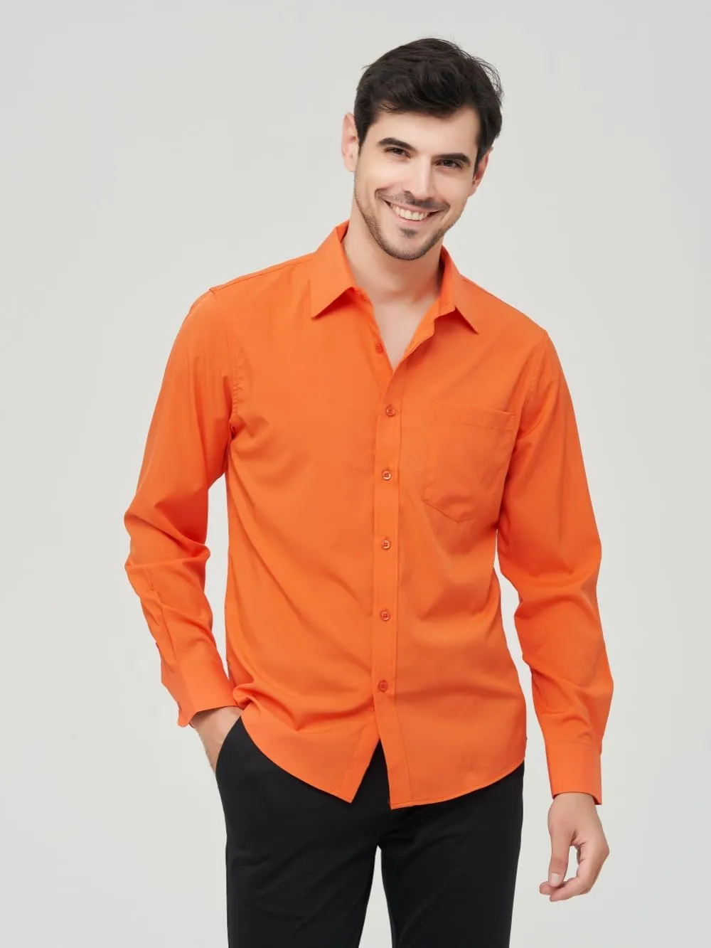 corfty Men Long Sleeve Dress Shirt - Regular Fit Stretch Free-Wrinkle Casual Button Down Shirt