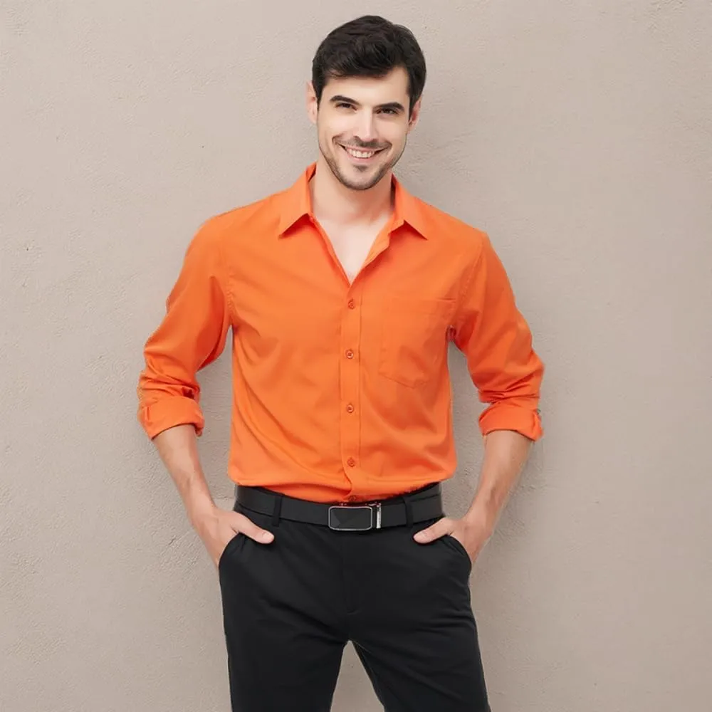 corfty Men Long Sleeve Dress Shirt - Regular Fit Stretch Free-Wrinkle Casual Button Down Shirt