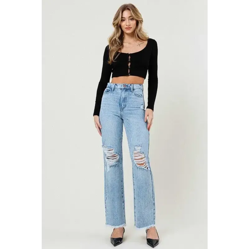 Distressed Wide Leg