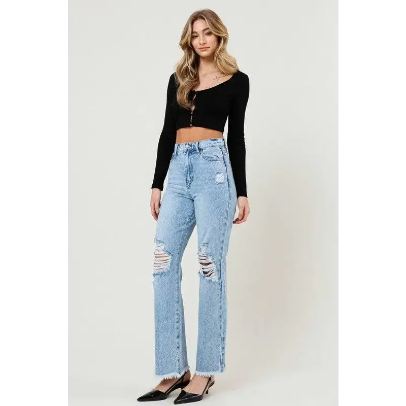 Distressed Wide Leg