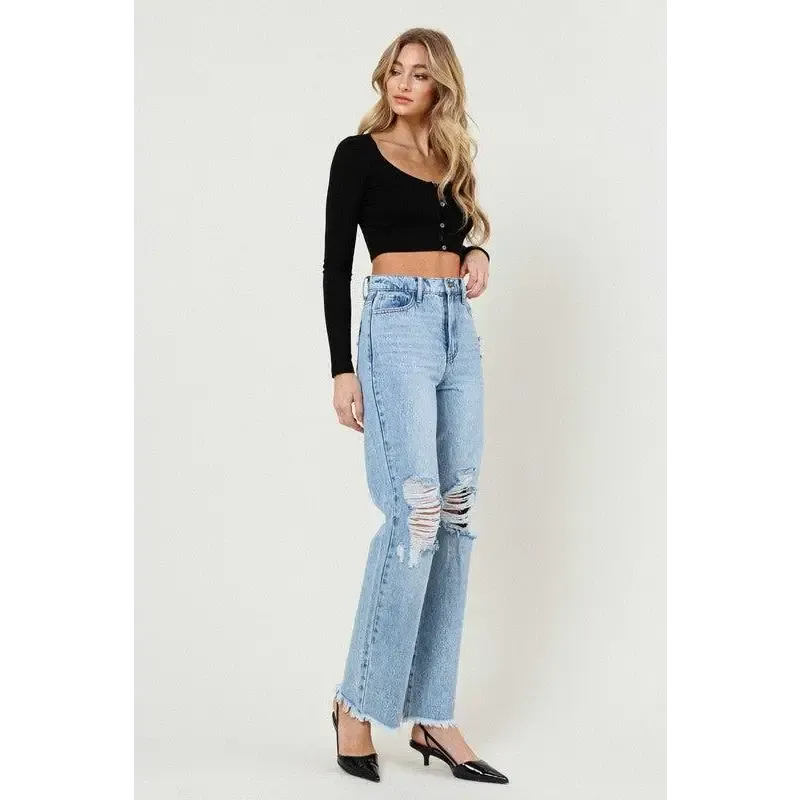 Distressed Wide Leg