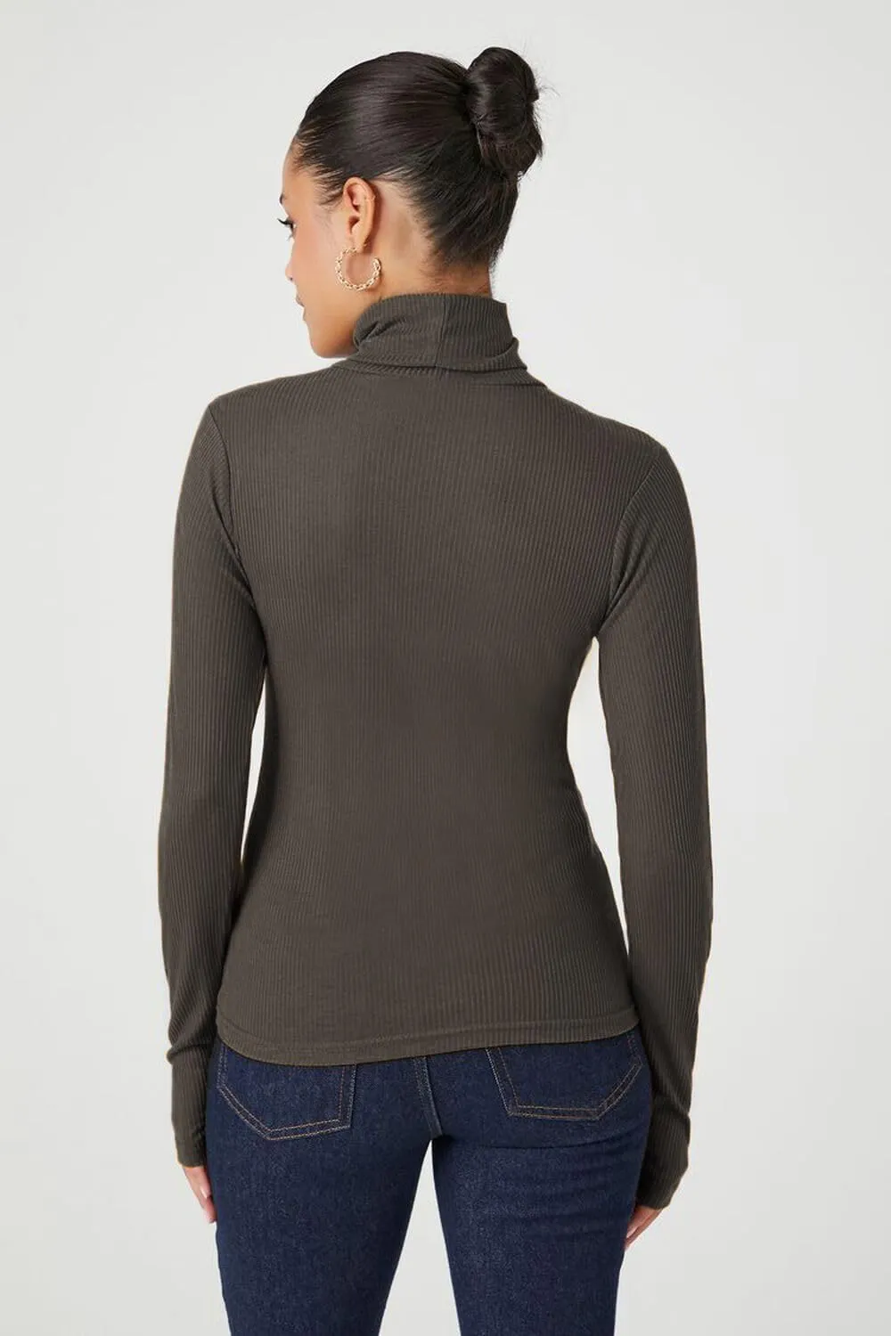 Emmalise Womens Turtleneck Top Long Sleeves Fitted Ribbed Top