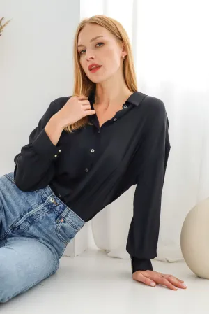 Enteliér Silk Shirt Black