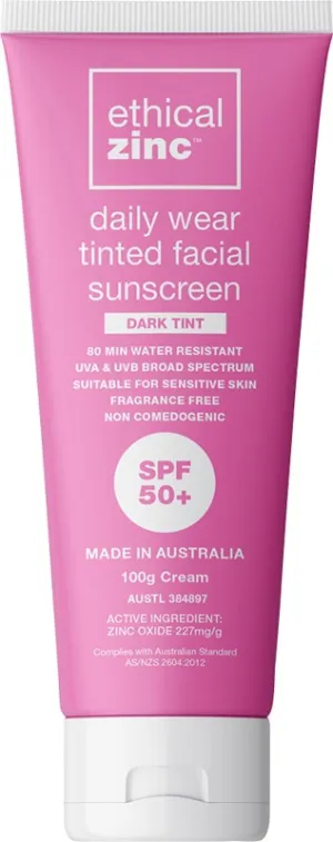 Ethical Zinc Tinted Facial Sunscreen Dark Tint SPF 50 