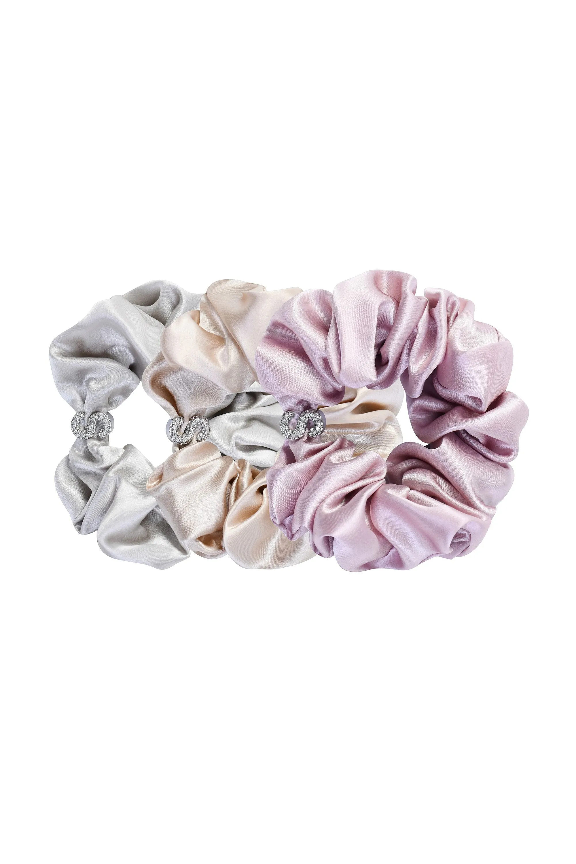 Flame Collection Diamond Studded Nude Scrunchies Set
