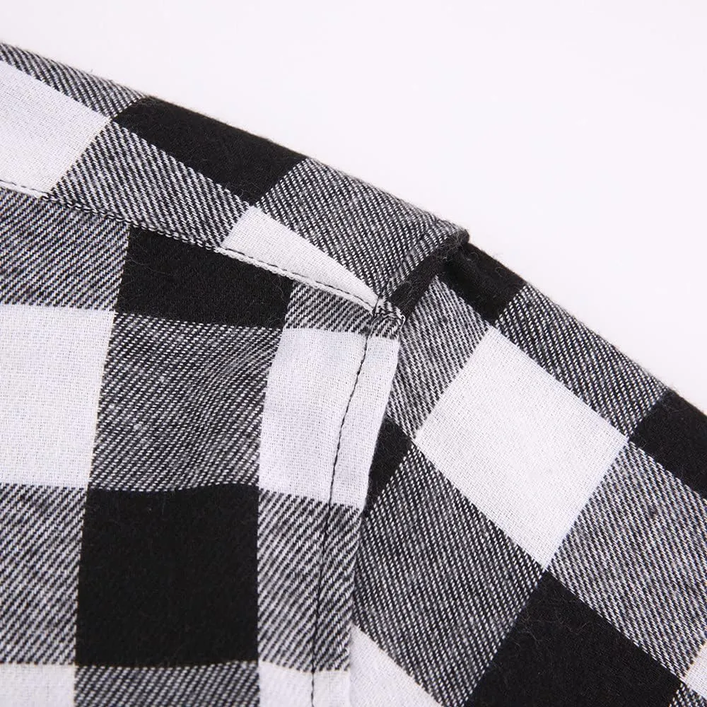Flannel Plaid Shirt for Men - Regular-Fit Long-Sleeved Casual Button-Down Shirt
