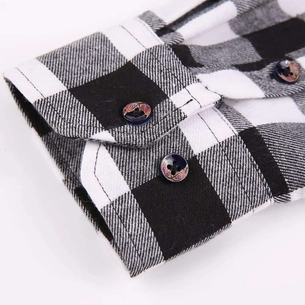 Flannel Plaid Shirt for Men - Regular-Fit Long-Sleeved Casual Button-Down Shirt