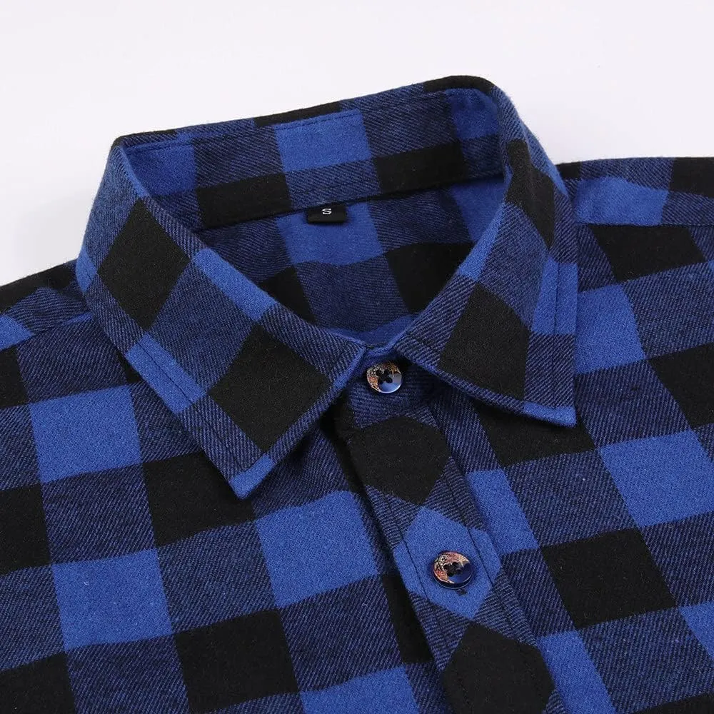 Flannel Plaid Shirt for Men - Regular-Fit Long-Sleeved Casual Button-Down Shirt