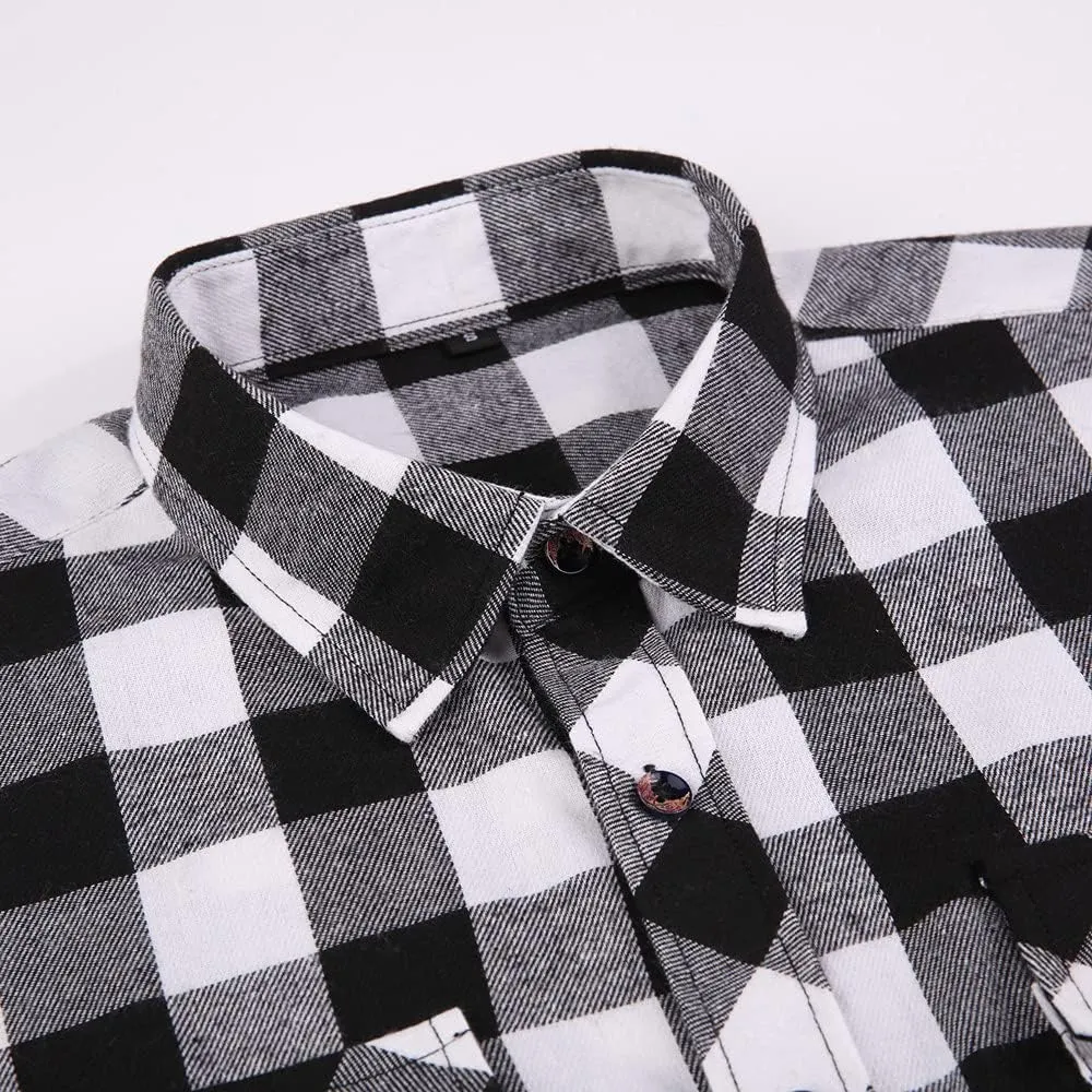 Flannel Plaid Shirt for Men - Regular-Fit Long-Sleeved Casual Button-Down Shirt