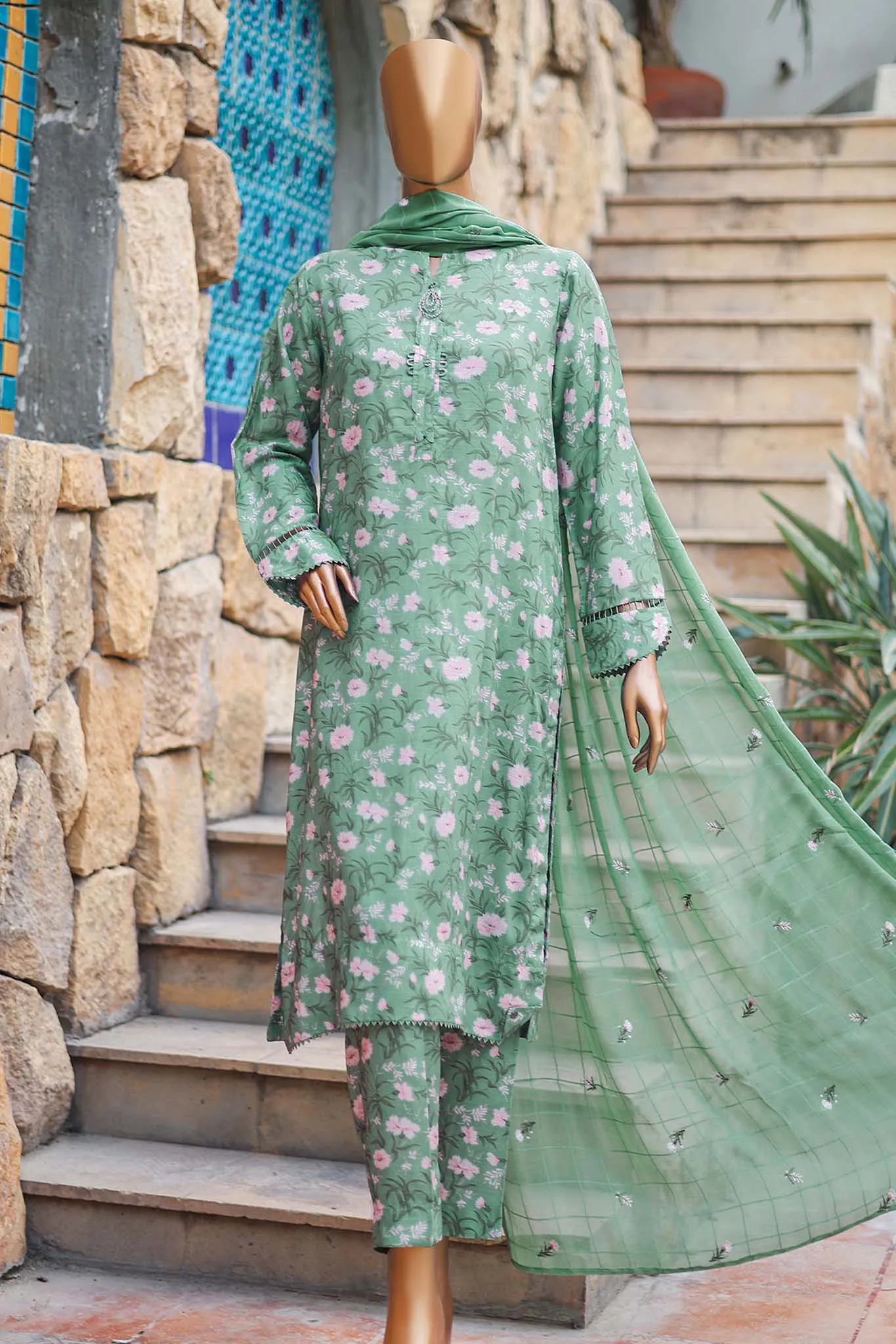 Floral Vibes By Hz Unstitched 3 Piece Raw Silk Collection'2024-FVRS-08