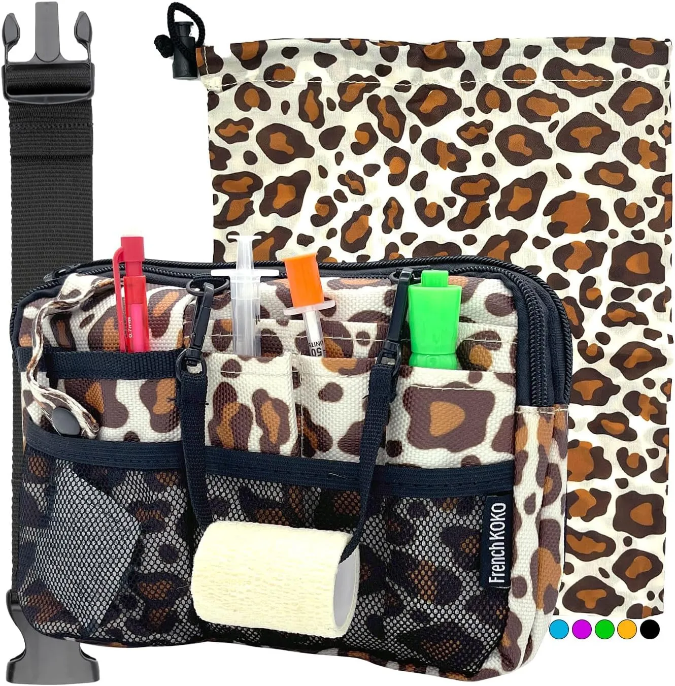 French KOKO Nursing Fanny Pack with Medical Gear Pockets, Tape Holder, and Utility Storage for Stethoscopes, Bandage Scissors Emergency Supplies Student Nurse Use (Heart, Horizontal Bag)
