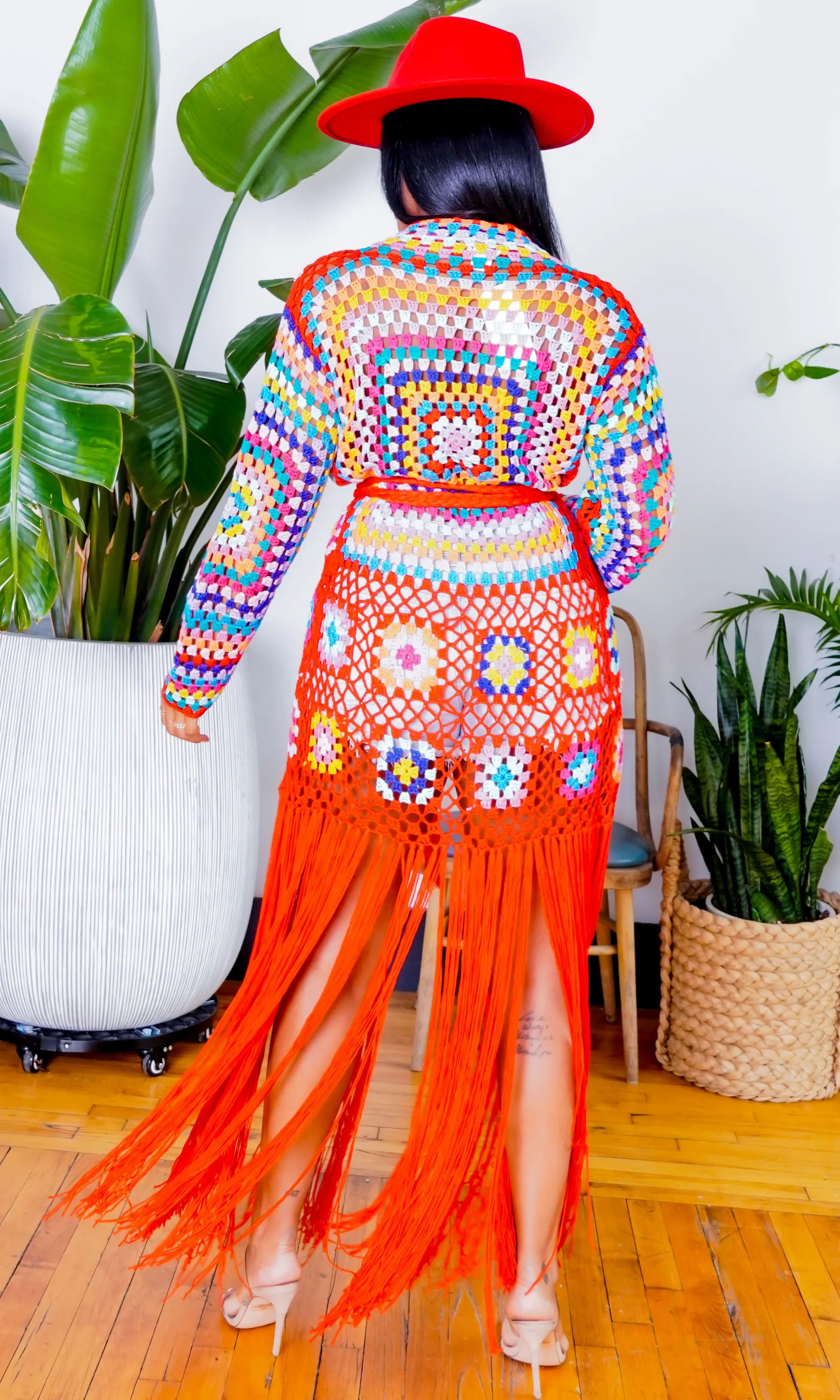 Hollywood | Fringe Crotchet Cardigan - Red