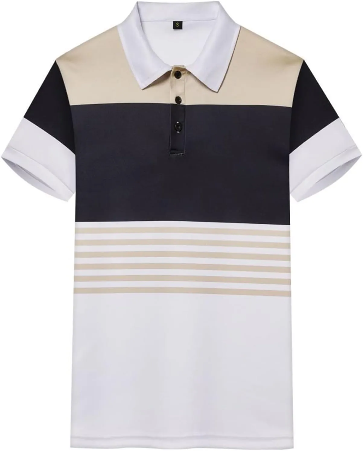 LCMTWX Mens Big and Tall Shirts Trend Lapel Striped Button Color Blocking Short Sleeved T Shirt Mens Golf Shirts Casual