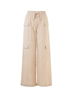 Linen Drawstring Wide Leg Pants