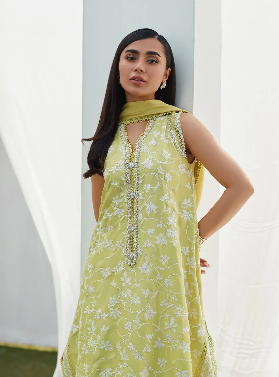 Luxe Pret '23 - Pear Embroidered Silk Shirt And Dupatta