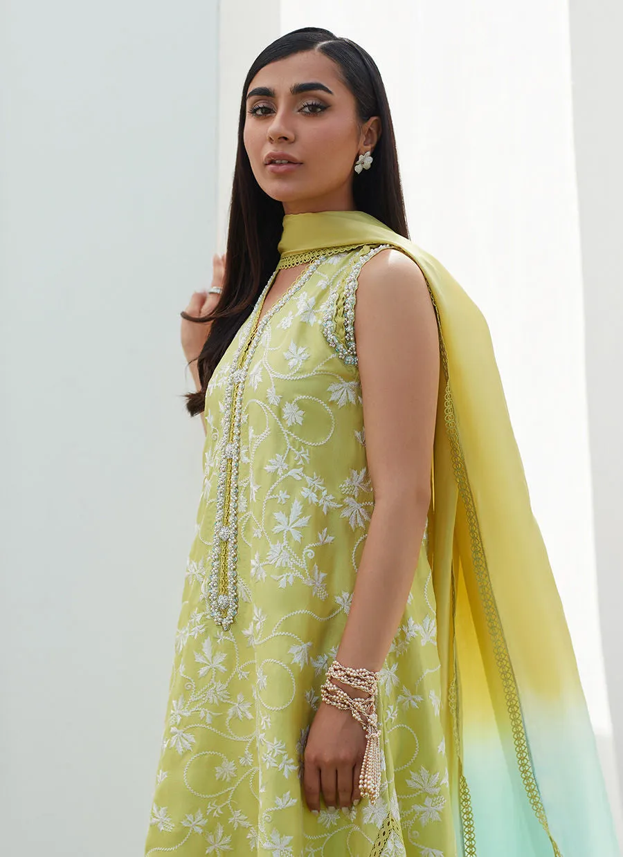 Luxe Pret '23 - Pear Embroidered Silk Shirt And Dupatta
