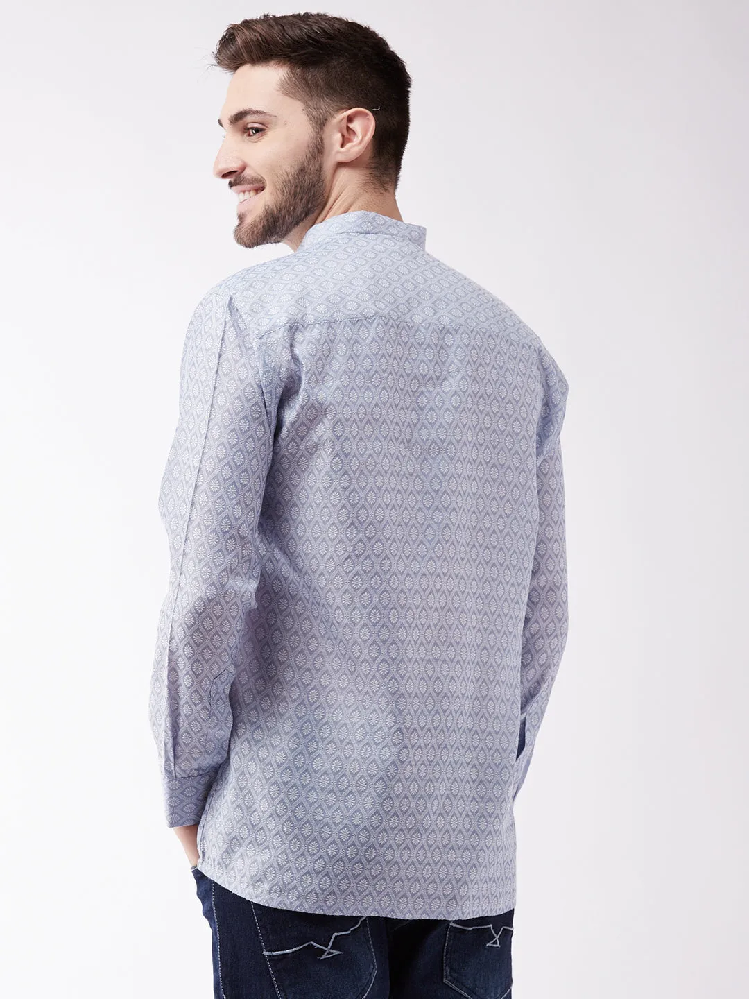 Men's Beige Silk Blend Ethnic Shirt - Vastramay