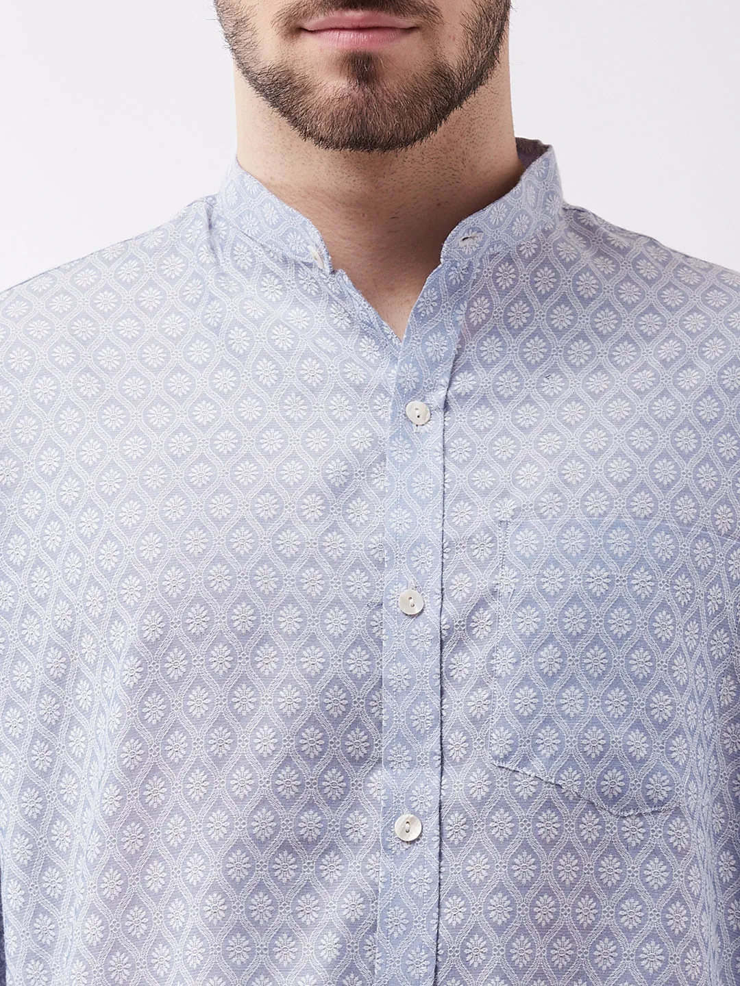 Men's Beige Silk Blend Ethnic Shirt - Vastramay