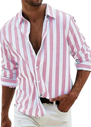 Mens Cotton Linen Henley Shirts Roll-up Long Sleeve Hip Hop Casual Quarter Button Summer Yoga Beach Vacation Tops