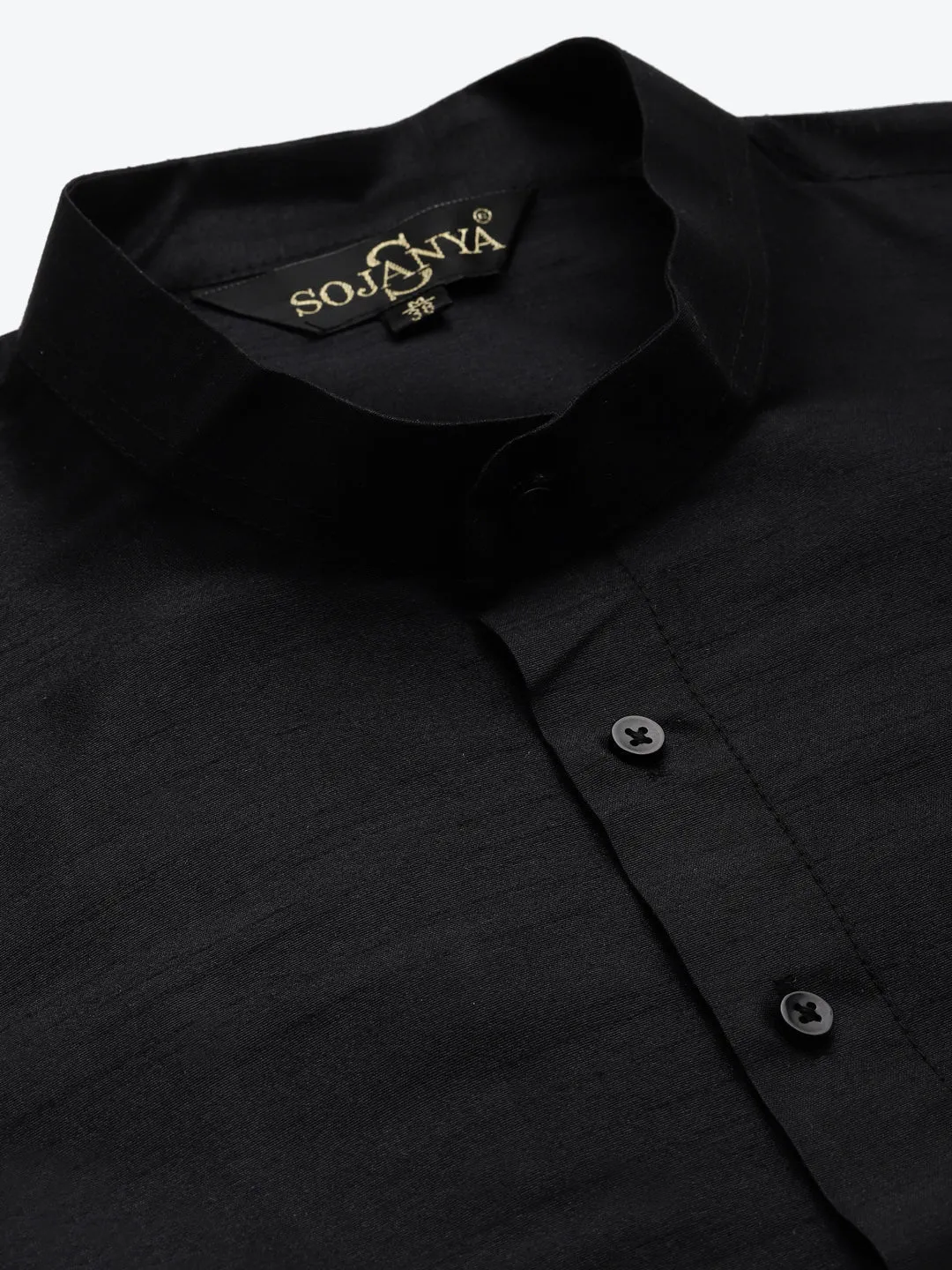Men's Silk Blend Black Kurta Pyjama & Pink Nehrujacket Combo - Sojanya