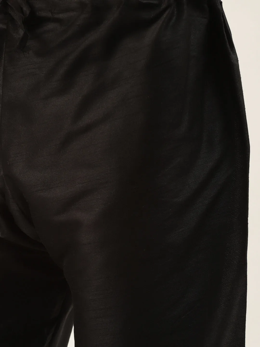 Men's Silk Blend Black Kurta Pyjama & Pink Nehrujacket Combo - Sojanya