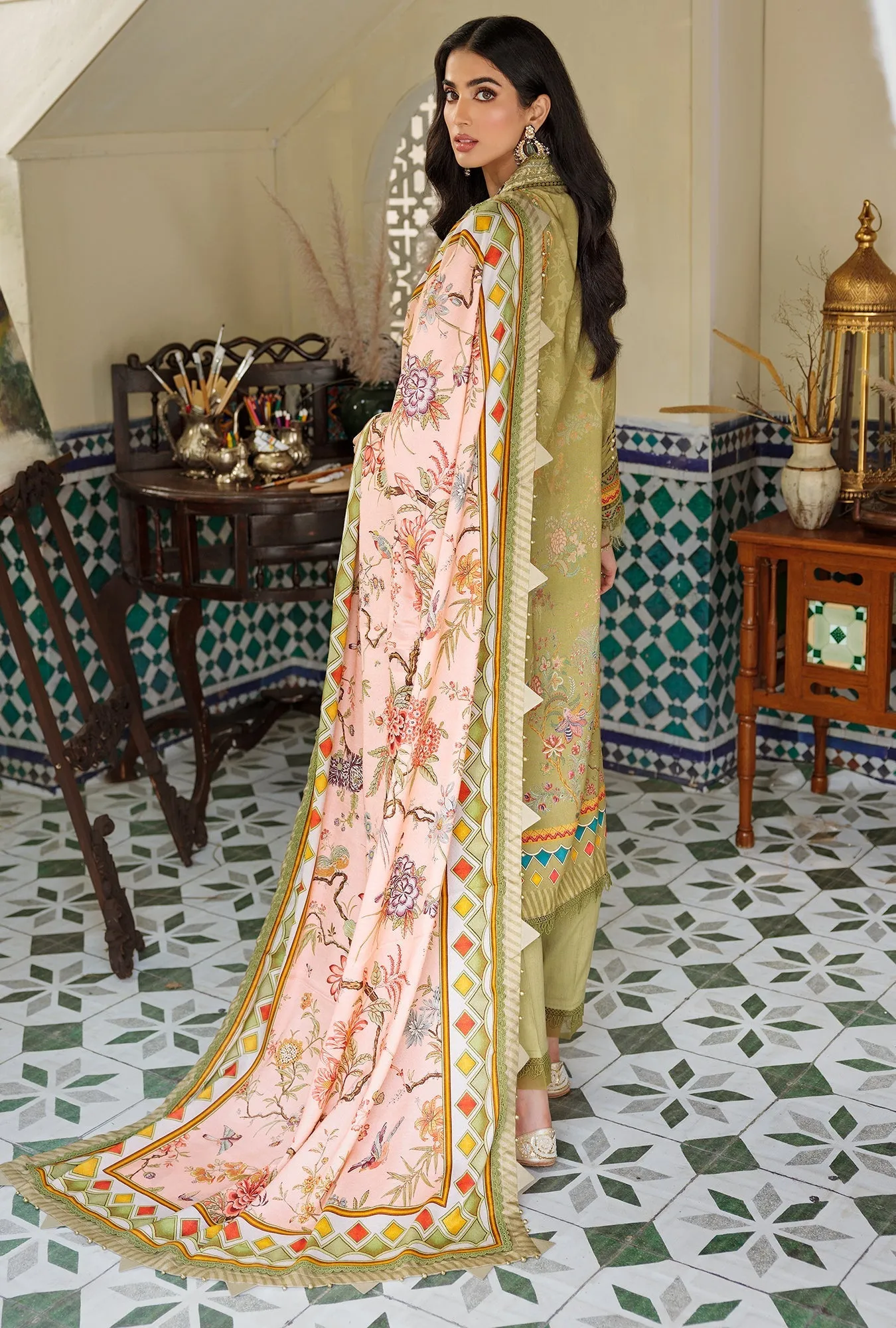 Noor by Saadia Asad Embroidered Prints Woolen Shawl Collection – D7-B-LAUREL