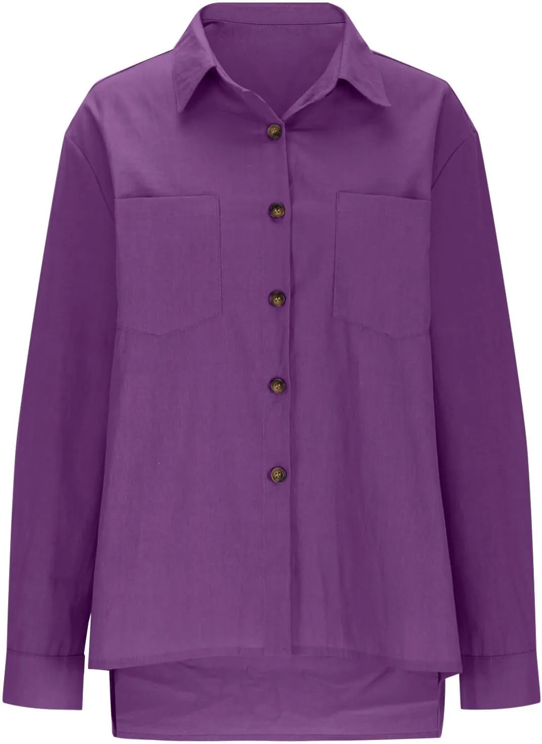 Oversized Linen Shirts Women Button Down V Neck Long Sleeve Casual Summer Tops with Pockets Beach Blouses